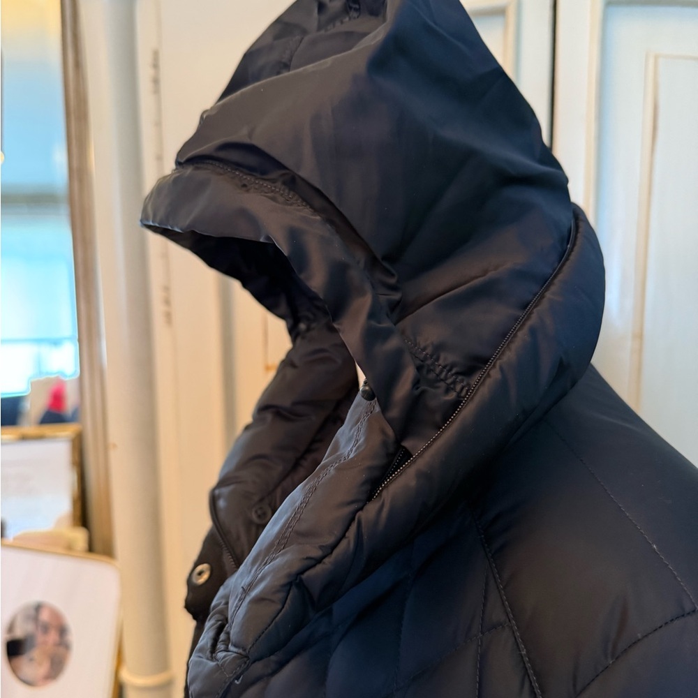 Women’s The NORTHFACE 3/4 length Navy zip jacket hood in collar Sz M - Picture 9 of 16